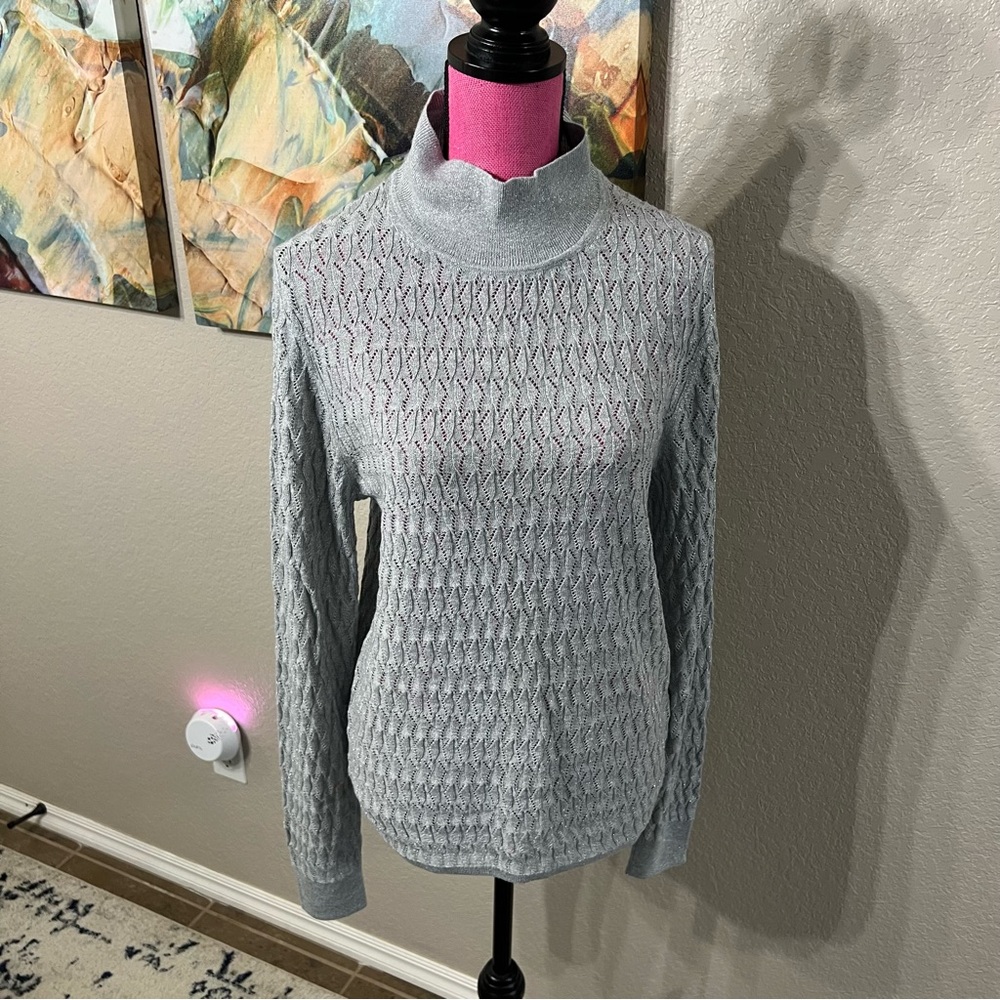 GAP Silver/Gray Turtleneck Sweater - L Tall